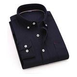 Camisas De Vestir Oxford Para Hombre, Manga Larga, 100% Algo