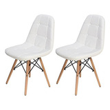 Kit 2 Cadeiras Charles Eames Botonê Eiffel Estofada Branco