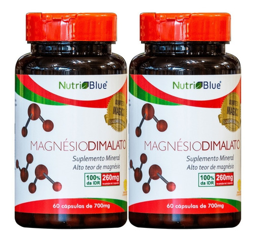 2 Magnésio Dimalato Nutriblue Puro 700 Mg - Puro Sem Amido 