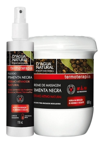 Kit Pimenta Negra Creme De Massagem E Fluido