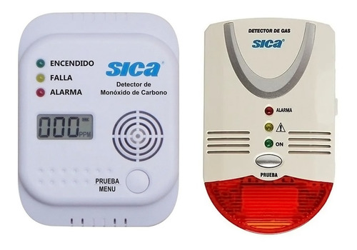 Kit Detector Monoxido De Carbono + Gas Natural Envasado Sica