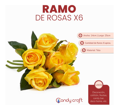 Rosas Artificiales Ramo X6!