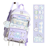 Mochila Kawaii Cinnamoroll Para Adolescentes Con Alfileres