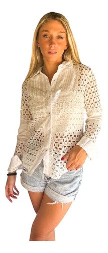 Camisa Importada Mujer Blusa Crochet Broderie Encaje Guipiur