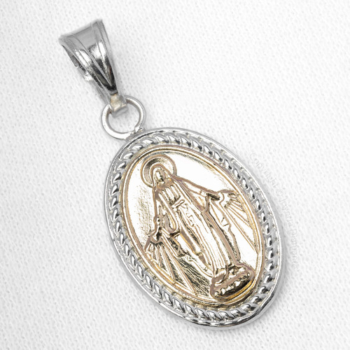 Medalla Dije Virgen Milagrosa En Oro Plata Diseño Grande