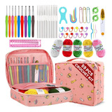 Set Con Estuche Crochet Silicona Accesorios Para Tejer 59pcs