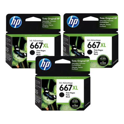3 Cartucho Hp 667 667xl Deskjet 2776 2376 6476 Preto | Frete grátis