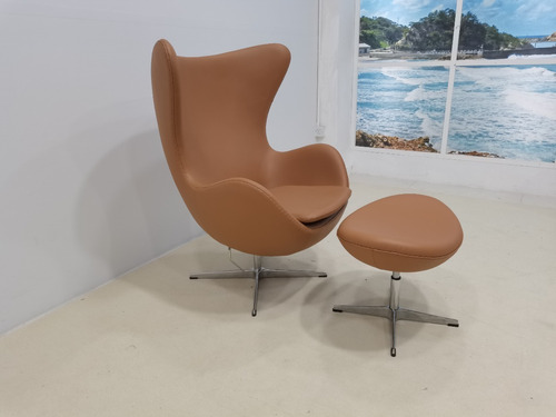 Sillón Egg Ecocuero Con Ottoman Café Iz