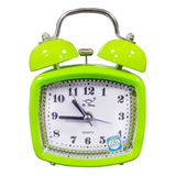 Reloj Despertador Antiguo Metalico De Campana Rectangular