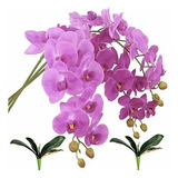Orquídeas De Seda Púrpura Con Mariposas Falsas