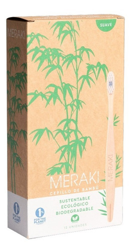 Cepillo De Dientes Bambú Meraki Ecofriendly Caja X 12 Un