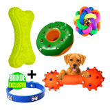 4 Brinquedos Para Cachorros Kit Pet + Coleira Brinde Grátis