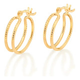 Brincos De Ouro 18k Femininos Argola Dupla Rommanel 526793