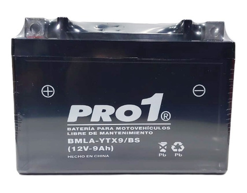 Bateria Para Moto Cuatriciclo Probattery Gel 12v 9ah Ytx9/bs