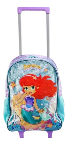 Mochila Escolar Infantil De Rodinhas Sereia Encantadora Mar