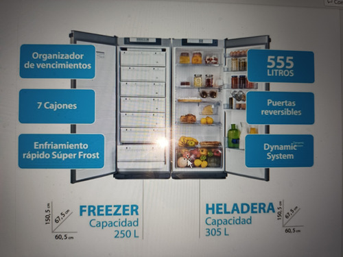 Heladera Mas Freezer Vertical Side By Side Koh I Noor 