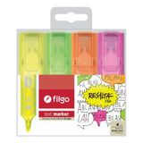 Estuche X 4 Colores De Resaltador Filgo Text Marker Fluo