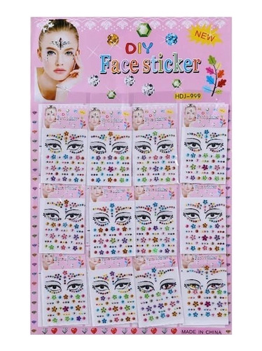 Pack 12 Stickers Brillos Para La Cara Niñas Pintacarita