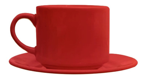 Taza Te X12 200c + Plato Ceramica Blanco Amarillo Verde Rojo