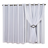 Cortina De Luxo Tecido 250x140 Corta Luz Com Voile E Fivelas