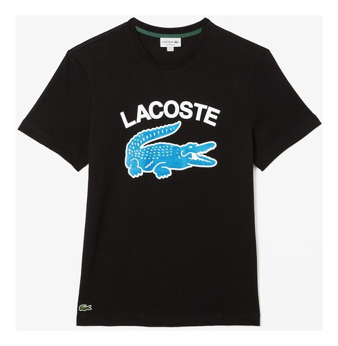 Playera Lacoste Negro Logo Cocodrilo Azul Original Th9681-20