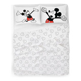 Juego De Sábanas Disney 2 Plazas Mickey Classic White Color Gris Diseño De La Tela Mickey Classic Gray