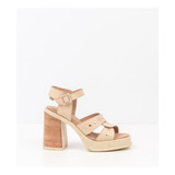 Sandalias Lucia Febrero Taco Cuero Vacuno Beige