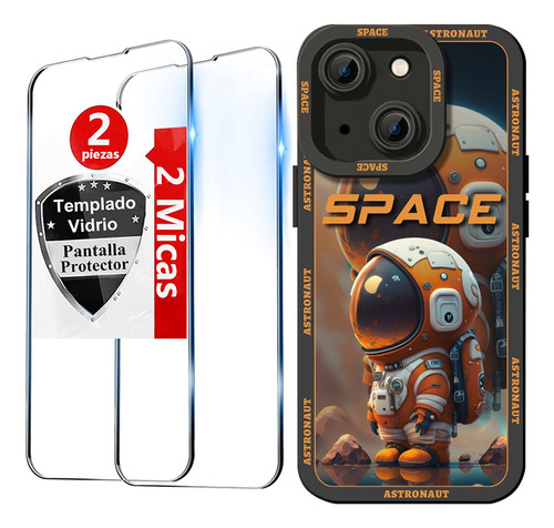 Funda Case Para iPhone Silicona Líquida De Astronauta +2mica