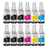 Kit 12 Refil  Tinta Para Epson 664 L110 L120 L200 L220 