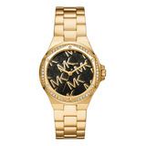 Reloj Mujer Michael Kors Mk7404 Lennox  Color De La Correa Dorado Color Del Bisel Dorado Color Del Fondo Negro