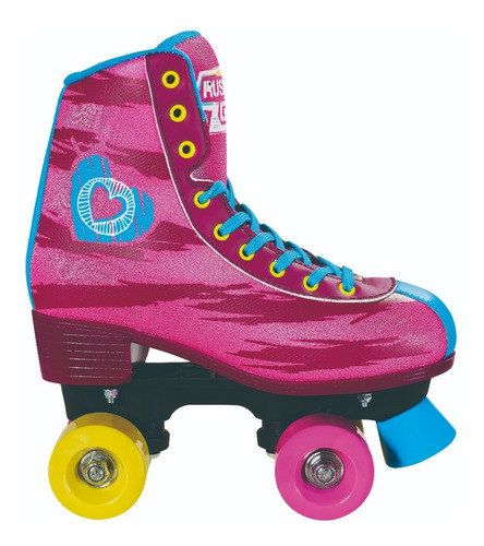 Patines Rush Girl Cuatro Ruedas Artístico Corazones-rosado