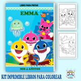 Kit Imprimible Librito Para Pintar Y Personaliza Baby Shark