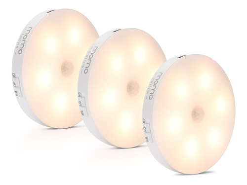 Luzinha Luminária Led Sensor De Presença Usb Sem Fio Kit 3