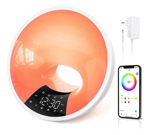 Rádio Relógio Smart Bluetooth App Usb Fm Luminária Led Rgb 