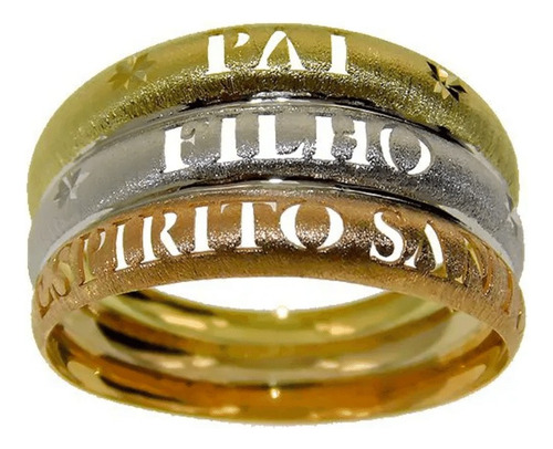 Anel Em Ouro 18k/750 Pai Filho Espirito Santo An1090300