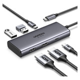 Ugreen Revodok Usb C Hub 6 En 1, Hub Usb C 2 Hdmi, Dual Hdmi