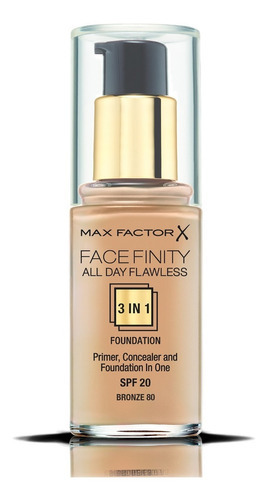 Base Líquida Max Factor Facefinity All Day Flawless 3 En 1 Tono 080 - Bronze