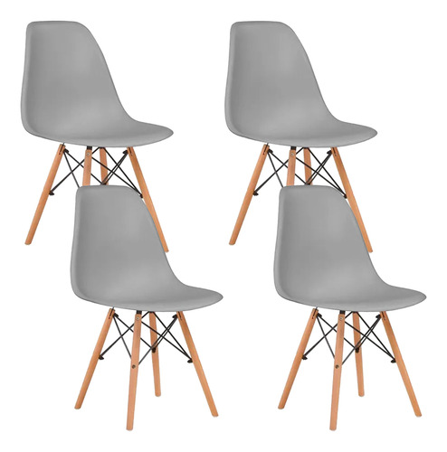 Set De 4 Sillas Eames Modernas Minimalistas Varios Colores