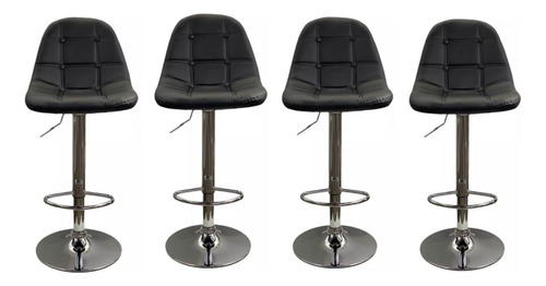 Set X4 Silla Bar Botones Negra