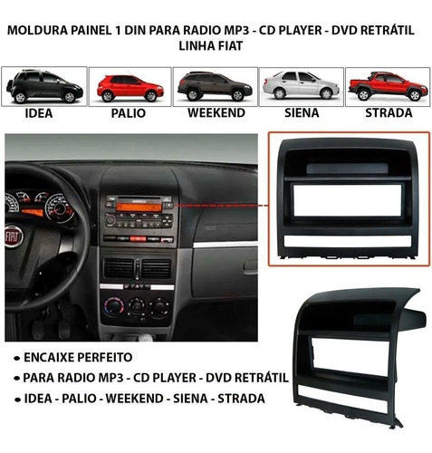 Moldura Dvd Retrátil Fiat Strada Locker 2008 Preto Nova