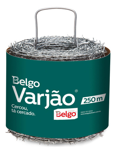 Arame Farpado Belgo Varjão 250m Zincagem Leve