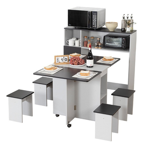 Comedor Plegable + 4 Pisos + Mueble Organizador