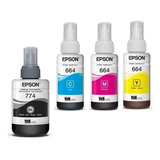 Combo Tinta Epson 774 + 664 Color Original P L1455 L606 L655