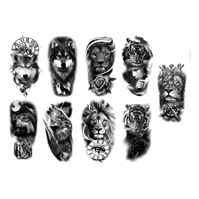 9 Tatuajes Temporales Grandes  Lobos Tigres Hombre Mujer | MercadoLibre