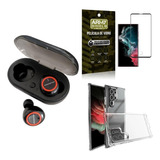 Kit Capa S22 Ultra +fone Ouvido Bluetooth Ly101 +película 3d