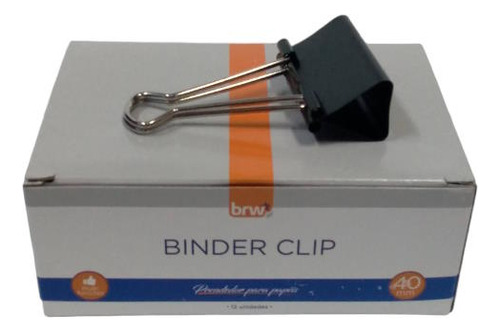 Clipes Para Papel Binder 40mm Preto - Caixa Com 12 - Brw