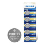 Cr2032 Philips Lithium 3v 100 Baterias 20 Cartelas C /5 Un.