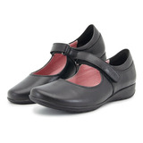 Zapato Escolar Niña Flexi Piel Negro Velcro Ligeros 17-21