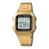 Relógio Casio Unissex Vintage  Dourado A178wga-1adf Cor Do Fundo Positivo