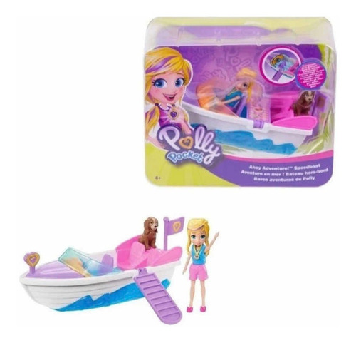 Polly Pocket Vehiculo Aventura Lancha Con Figura Y Mascota